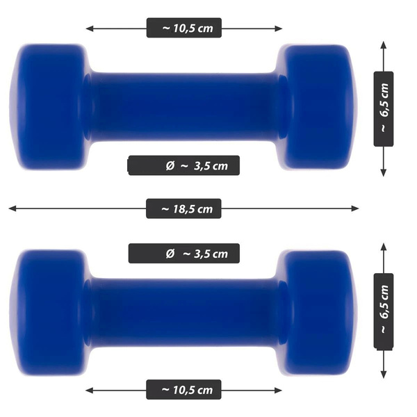 ZESTAW HANTLE WINYLOWE 2x 2,5 KG MAXXIVA NIEBIESKIE CIĘŻARKI FITNESS