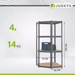 REGAŁ NAROŻNY METALOWY MAGAZYNOWY 160x75x40CM 320KG PIWNICA GARAŻ SZARY