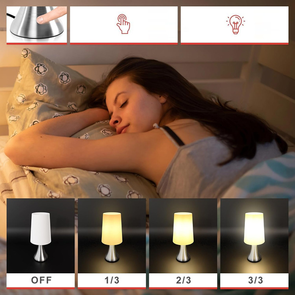 ZESTAW 2x LAMPKA NOCNA STOŁOWA LAMPA STOJĄCA ZE ŚCIEMNIACZ DOTYKOWA