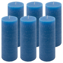 ŚWIECE STOŁOWE NIEBIESKIE RUSTYKALNE 6 SZT 7,5x20 CM ŚWIECZKI KOLUMNOWE