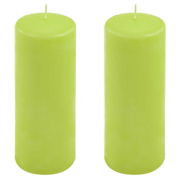 ŚWIECE STOŁOWE ZIELONE 2 SZT 20x7,5CM ŚWIECZKI WALCOWE TRADYCYJNE KOLUMNOWE