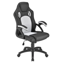 FOTEL GAMINGOWY BIUROWY KRZESŁO GRACZA OBROTOWY CZARNY BIAŁY