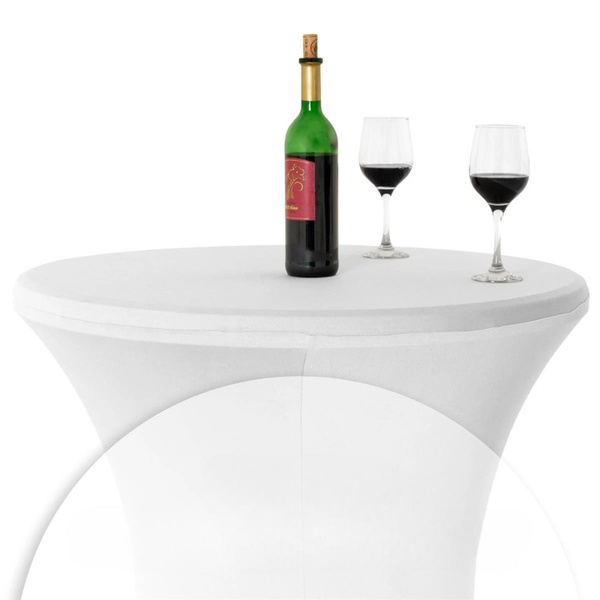 STÓŁ KOKTAJLOWY TARGOWY BANKIETOWY BISTRO SKŁADANY BIAŁY Ø80CM + POKROWIEC