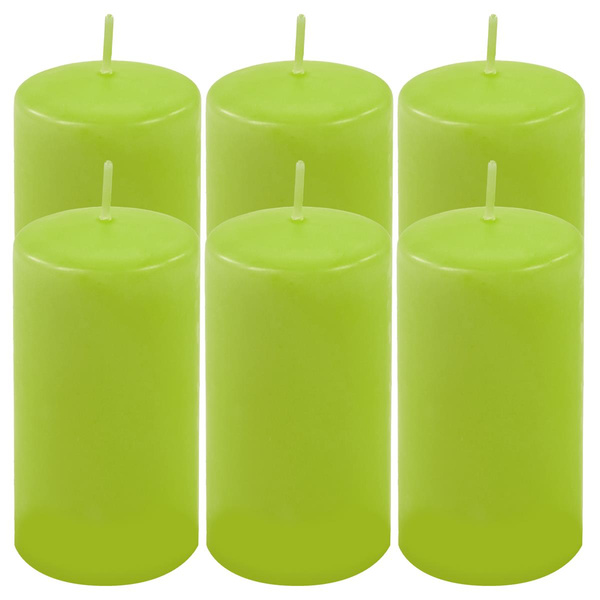 ŚWIECE STOŁOWE ZIELONE 6SZT 11,5x6CM ŚWIECZKI WALCOWE TRADYCYJNE KOLUMNOWE