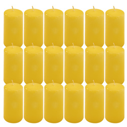 ŚWIECE STOŁOWE ZÓŁTE 24 SZT 10x5 CM DEKORACYJNE ŚWIECZKI WALCOWE TRADYCYJNE