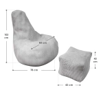 FOTEL RELAKSACYJNY TELEWIZYJNY WYPOCZYNKOWY GAMINGOWY Z PUFĄ JASNY SZARY XL