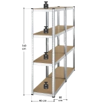 2x REGAŁ METALOWY MAGAZYNOWY 160x80x40CM 640KG PIWNICA WARSZTAT GARAŻ