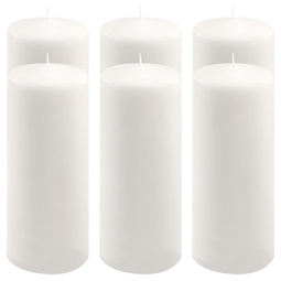 ŚWIECE STOŁOWE BIAŁE 6 SZT 25x10 CM ŚWIECZKI WALCOWE TRADYCYJNE KOLUMNOWE