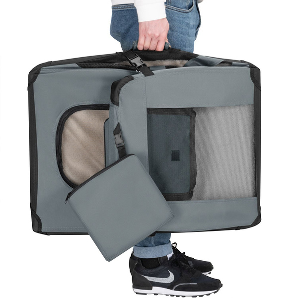 SZARA TORBA TRANSPORTOWA SKŁADANA KOJEC DLA PSA KOTA TRANSPORTER S 50x36x34