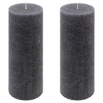 ŚWIECE STOŁOWE ANTRACYTOWE RUSTYKALNE 2 SZT 7,5x20 CM ŚWIECZKI KOLUMNOWE