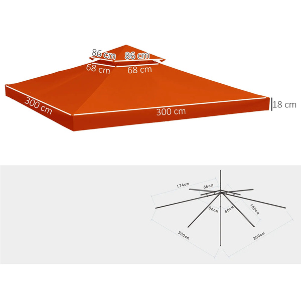 MATERIAŁ DACH NA PAWILON OGRODOWY TYPU 3x3 m ALTANKE CZERWONY