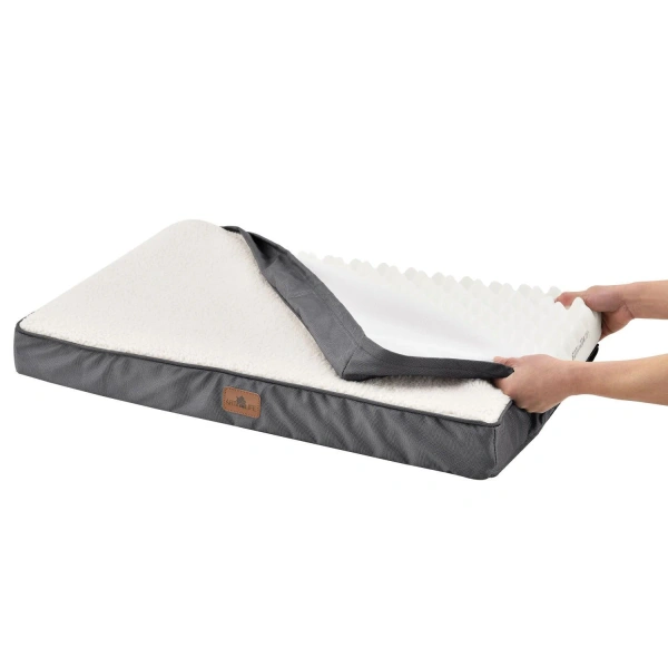 ORTOPEDYCZNE LEGOWISKO DLA PSA MATERAC ŁÓŻKO MILOW 92X69X8 CM BEŻOWO-SZARE