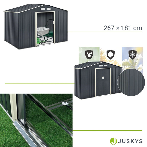 DOMEK NARZĘDZIOWY XL 9m3 OGRODOWY METALOWY SCHOWEK GARAŻ SZOPA + FUNDAMENT