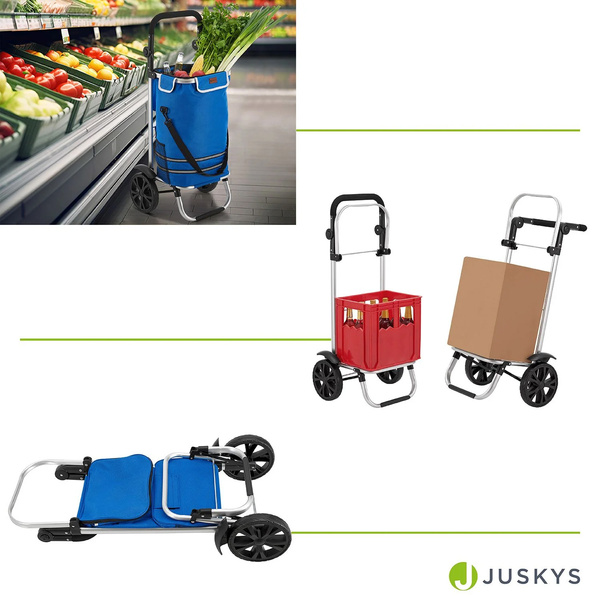WÓZEK 3w1 NA ZAKUPY ZAKUPOWY 56 L TORBA NA KÓŁKACH SKŁADANY LEKKI NIEBIESKI