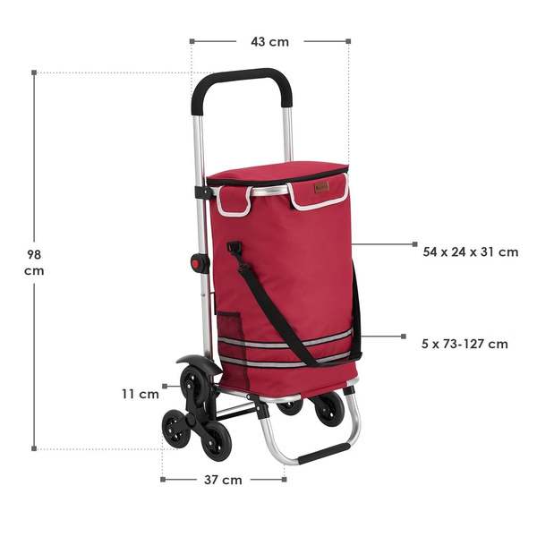 WÓZEK 3w1 NA ZAKUPY ZAKUPOWY NA SCHODY TORBA NA KÓŁKACH SKŁADANY CZERWONY