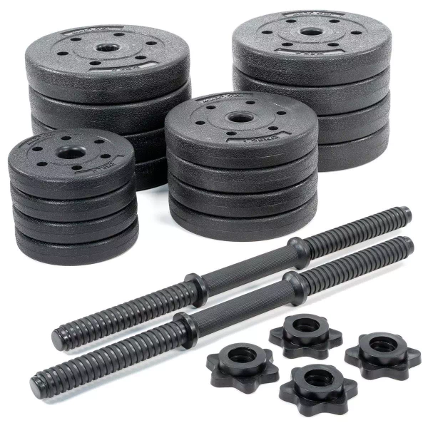 ZESTAW HANTLI MAXXIVA 2 X 15 KG CIĘŻARKI HANTLE 30 KG ZAMKNIĘCIA GWIAZDKOWE