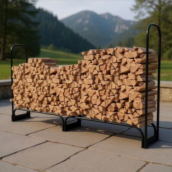 STOAJK REGAŁ NA DREWNO KOMINKOWE L DO PRZECHOWYWANIA NA TARAS + POKROWIEC