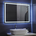  LUSTRO 100x70 CM ŁAZIENKOWE WISZĄCE ŚCIENNE Z OŚWIELTENIEM LED + ANTI-FOG