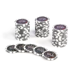 50x ŻETONY LASEROWE 12G WARTOŚĆ 1 DO POKERA RDZEŃ METAL CHIPS OCEAN GREY