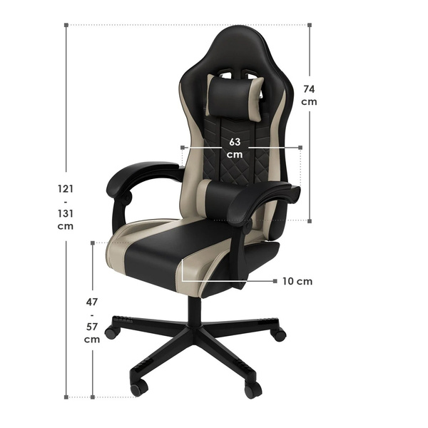 FOTEL GAMINGOWY BIUROWY KUBEŁKOWY GRACZA OBROTOWY HYPERSEAT CZARNY BEŻOWY