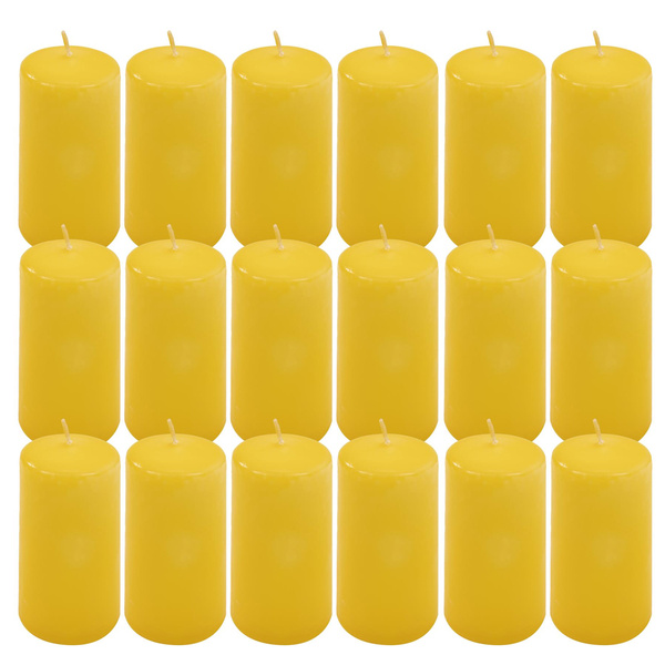 ŚWIECE STOŁOWE ZÓŁTE 24 SZT 10x5 CM DEKORACYJNE ŚWIECZKI WALCOWE TRADYCYJNE