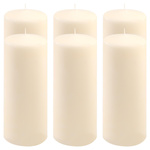 ŚWIECE STOŁOWE KREMOWE 6 SZT 25x10 CM ŚWIECZKI WALCOWE TRADYCYJNE KOLUMNOWE