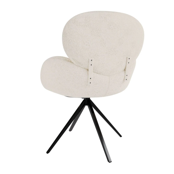 4x KRZESŁO TAPICEROWANE 360° DO SALONU JADALNI BEŻOWE ECRU KREMOWE BOUCLE