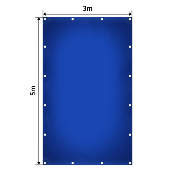 NIEBIESKA PLANDEKA 3x5 M 650G/M2 PRZEMYSŁOWA OCHRONNA Z OCZKAMI OKRYCIOWA