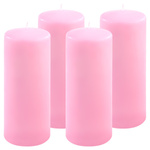 ŚWIECE STOŁOWE RÓŻOWE 4 SZT 25x10 CM ŚWIECZKI WALCOWE TRADYCYJNE KOLUMNOWE