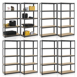 8x REGAŁ MAGAZYNOWY 180x90x40CM 7000KG SZARY METALOWY PÓŁKI GARAŻ PIWNICA
