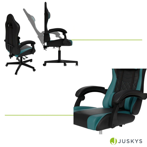 FOTEL GAMINGOWY BIUROWY KUBEŁKOWY GRACZA OBROTOWY HYPERSEAT CZARNY TURKUS