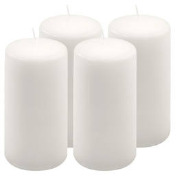 ŚWIECE STOŁOWE BIAŁE 4 SZT 15,5x7,5CM ŚWIECZKI WALCOWE TRADYCYJNE KOLUMNOWE