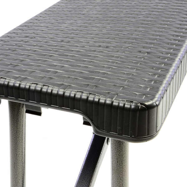 ŁAWKA SKŁADANA180 CM BANKIETOWA CAMPINGOWA CZARNA STYL RATTAN DO 200 KG