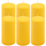 ŚWIECE STOŁOWE ŻÓŁTE 6 SZT 15,5x7,5 CM ŚWIECZKI TRADYCYJNE KOLUMNOWE