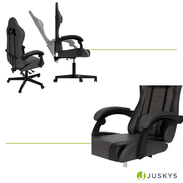 FOTEL GAMINGOWY BIUROWY KUBEŁKOWY GRACZA OBROTOWY HYPERSEAT SZARY CZARNY