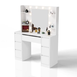 TOALETKA KOSMETYCZNA Z LUSTREM LED DO MAKIJAŻU WIZAŻU MALIA 7 SZUFLAD