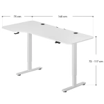 BIURKO ELEKTRYCZNE 160x75 REGULOWANE BIAŁE Z REGULACJĄ WYSOKOŚCI I PAMIĘCIĄ