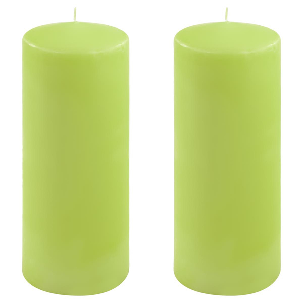 ŚWIECE STOŁOWE ZIELONE 2 SZT 25x10CM ŚWIECZKI WALCOWE TRADYCYJNE KOLUMNOWE