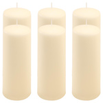 ŚWIECE STOŁOWE KREMOWE 6 SZT 20x7,5 CM ŚWIECZKI TRADYCYJNE KOLUMNOWE