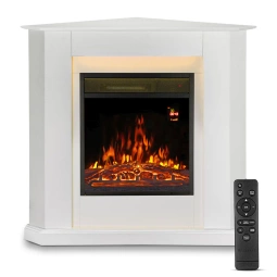 KOMINEK ELEKTRYCZNY 2000W 2 TRYBY BIAŁY NAROŻNY Z EFEKTEM PŁOMIENIA+ LED