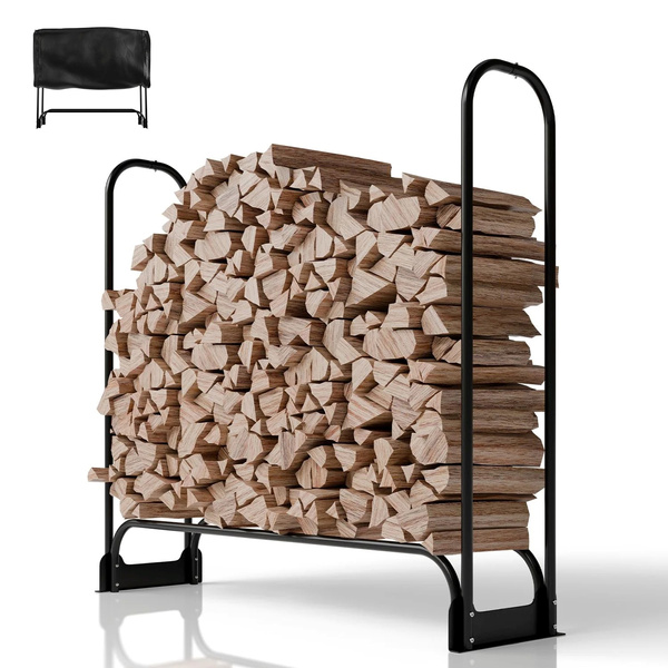 STOAJK REGAŁ NA DREWNO KOMINKOWE M DO PRZECHOWYWANIA NA TARAS + POKROWIEC