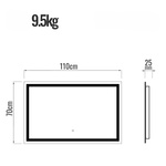  LUSTRO 110x70 CM ŁAZIENKOWE WISZĄCE ŚCIENNE Z OŚWIELTENIEM LED + ANTI-FOG