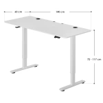 BIURKO ELEKTRYCZNE 140x60 REGULOWANE BIAŁE Z REGULACJĄ WYSOKOŚCI I PAMIĘCIĄ