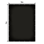 CZARNA PLANDEKA 5x7 M 650G/M2 PRZEMYSŁOWA OCHRONNA Z OCZKAMI OKRYCIOWA