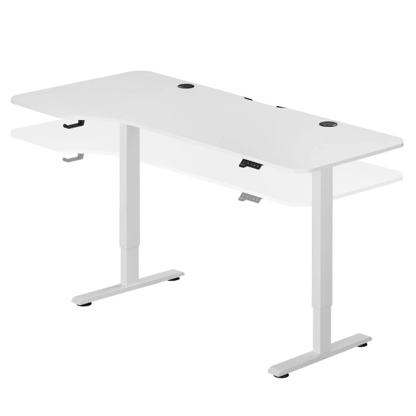 BIURKO ELEKTRYCZNE 160x75 REGULOWANE BIAŁE Z REGULACJĄ WYSOKOŚCI I PAMIĘCIĄ