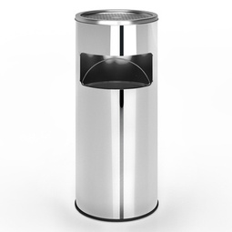 SREBRNY KOSZ NA ŚMIECI 17 L Z POPIELNICZKĄ METALOWY STOJĄCY DO FIRMY