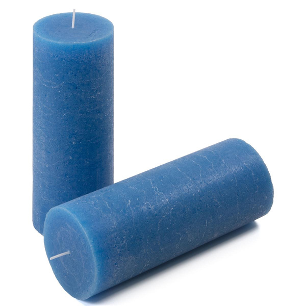 ŚWIECE STOŁOWE NIEBIESKIE RUSTYKALNE 4 SZT 7,5x20 CM ŚWIECZKI KOLUMNOWE