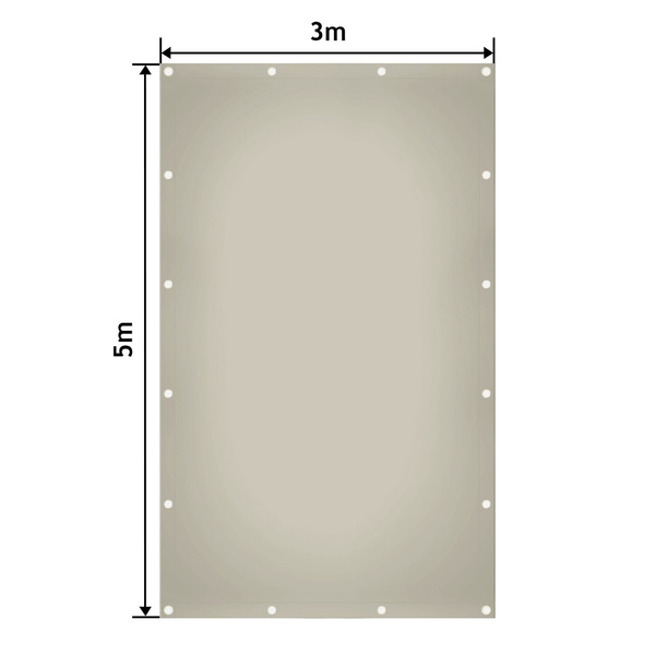 SZARA PLANDEKA 3x5 M 650G/M2 PRZEMYSŁOWA OCHRONNA Z OCZKAMI OKRYCIOWA