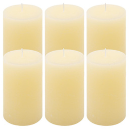 ŚWIECE STOŁOWE KREMOWE RUSTYKALNE 6 SZT 6,8x11,5 CM ŚWIECZKI KOLUMNOWE