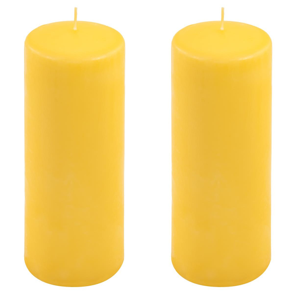 ŚWIECE STOŁOWE ŻÓŁTE 2 SZT 20x7,5CM ŚWIECZKI TRADYCYJNE KOLUMNOWE